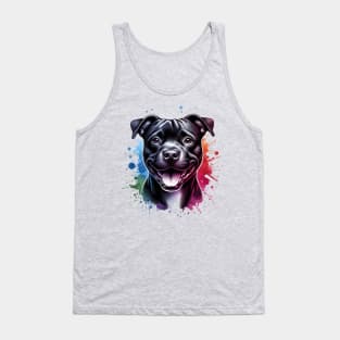 Black Pitbull American Staffordshire Terrier Bully Dog Artwork Tank Top